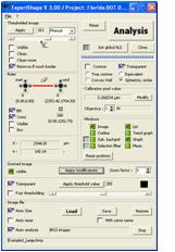 Cilas laser - shape analysis screen